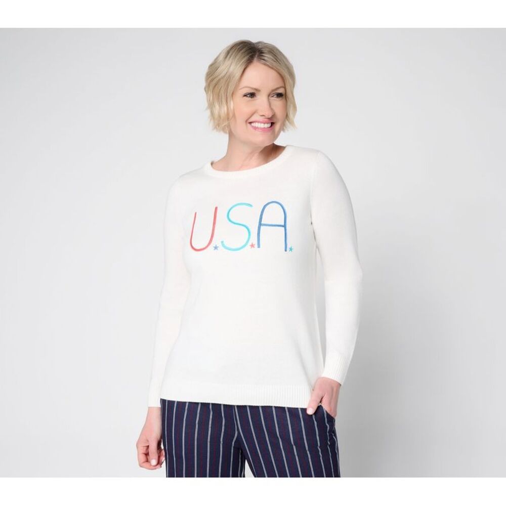 Belle by Kim Gravel Women's Top Plus Sz Sweater 3X Make Your White